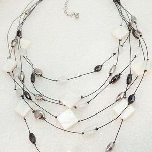 Lia Sophia Vanilla Dreams Retired Necklace Mother of Pearl 6 Strand